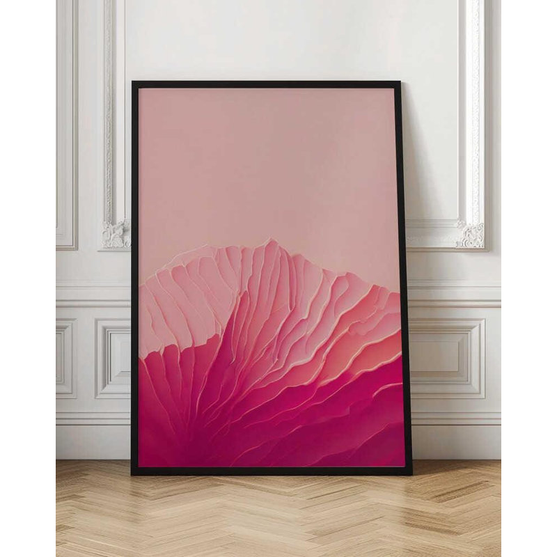 Petal Waves Print: Colorful Botanical Abstract, H 56 po x l 42 po, Impression encadrée sans passe-partout, Noir