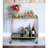 Antique Mirror & Brass Decorated Serving Cart - Rectangular Design, Tempered Glass Shelves, Wine Storage, Metal Frame With Acrylic, Wheels For Easy Movement, Simple Assembly Accented 5Mm Shelves