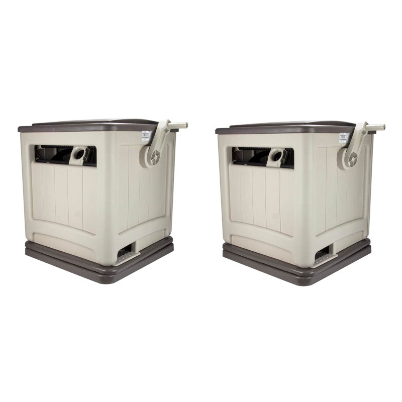 Boîte de rangement pour enrouleur de tuyau pivotant Suncast avec guide de tuyau Smart Trak et bac (paquet de 2)