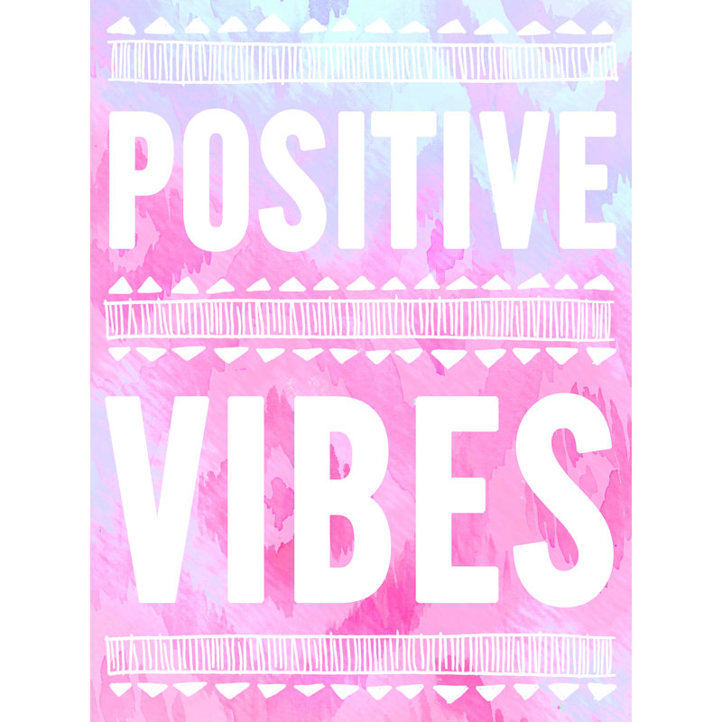 Positif Vibes Pnk - Art textuel sur toile tendue, H 16 po x l 12 po