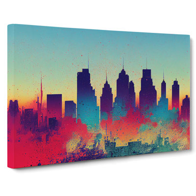 Skyscraper Skyline Splash Vol.6 Abstract - Wrapped Canvas