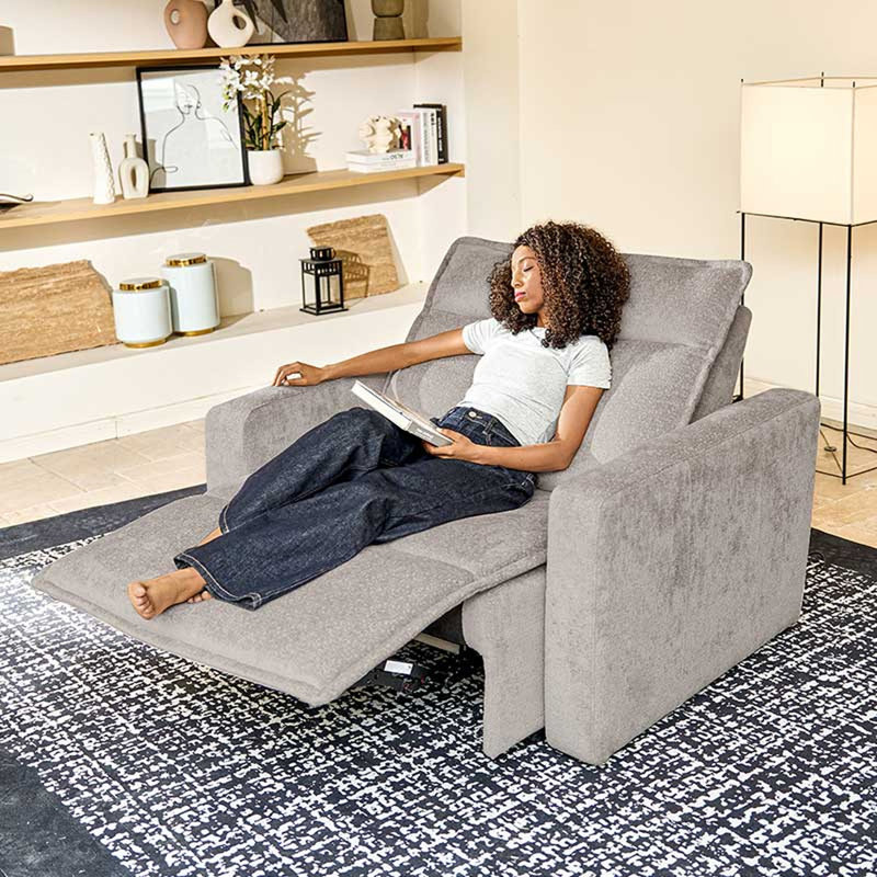 Majida 47"W Modern Oversized Zero-Wall Power Recliner, Almond Gray