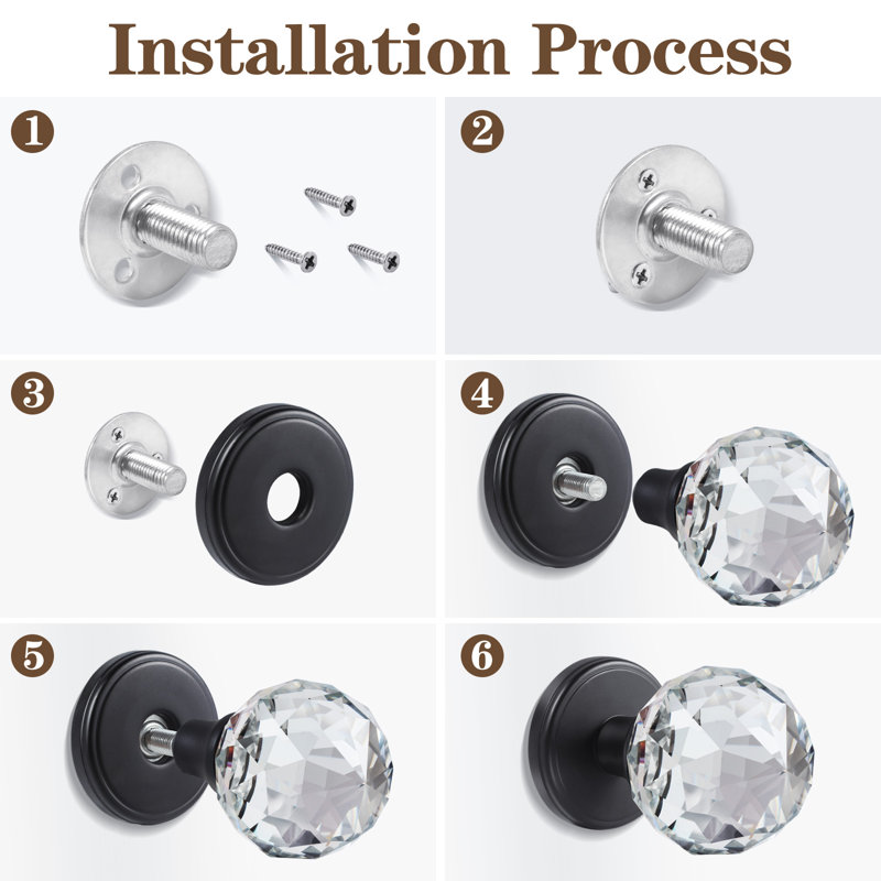 Coolnews Modern Grace Series Crystal Dummy Door Knobs, Polished Chrome