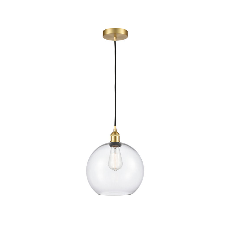 Luminaire sphère suspendu à 1 lumière Ralph, H 12,75 po x l 10 po x P 10 po, Transparent, Or satiné