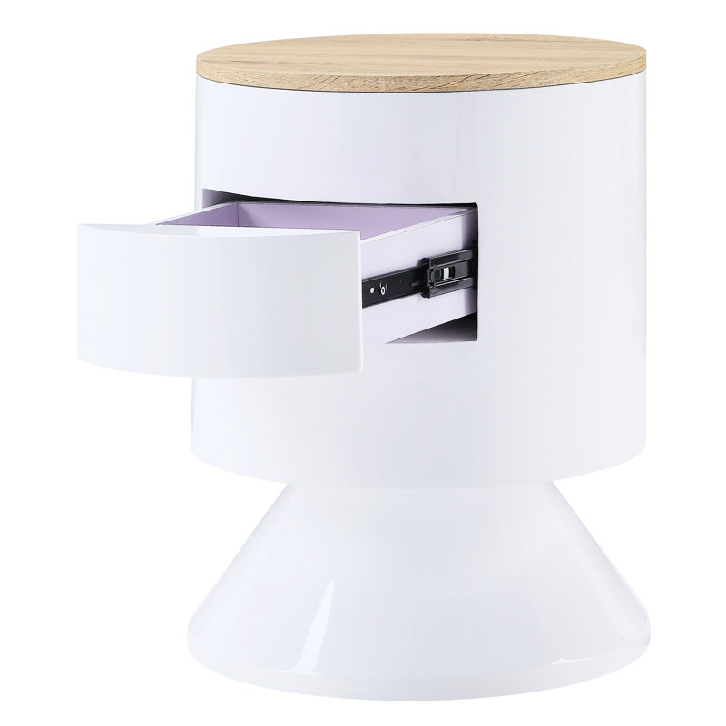 Table de chevet contemporaine blanche avec tiroir - Fonctionnalité de chambre à coucher 1 pour une apparence élégante et pratique