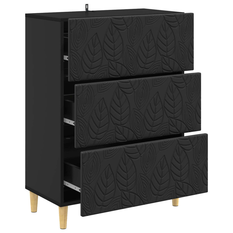 3 -Drawer Rectangle Accent Chest, Black