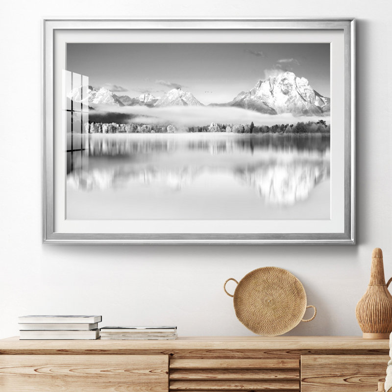 Peak Reflection - Photographie avec cadre photo, Argent, H 30,5 po x l 42,5 po x P 1,5 po