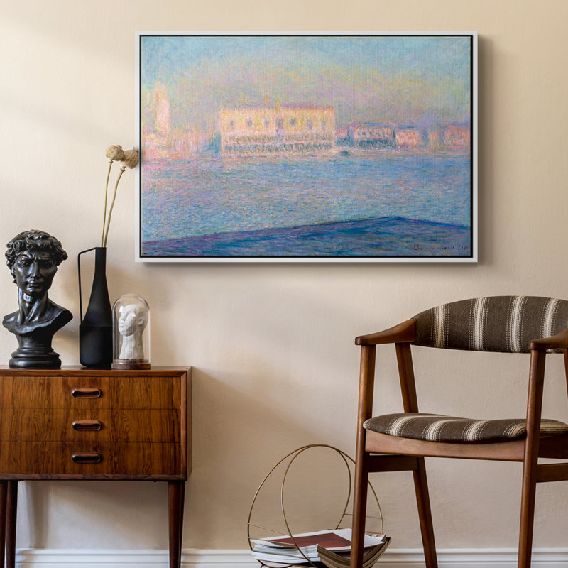 Paysage rétro-CLVI, Toile encadrée flottée blanche, H 17 po x l 25 po x P 2 po