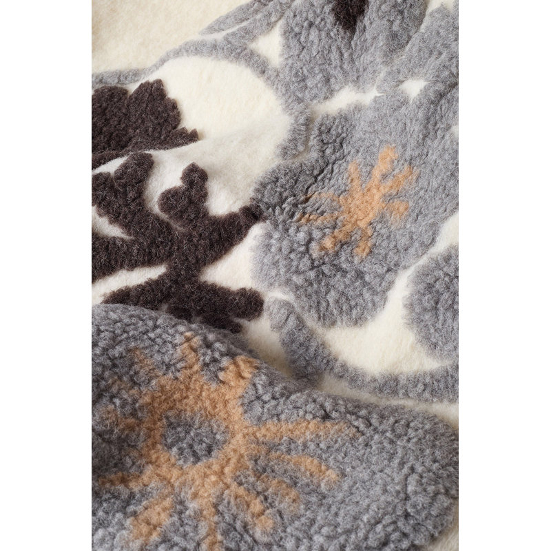 Isotta Throw Blanket, White/Pearl/Camel/Walnut