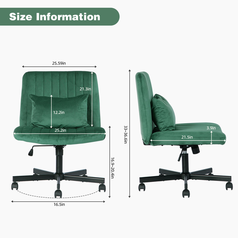 Fauteuil de bureau Velvet Criss Cross, Vert, Velours