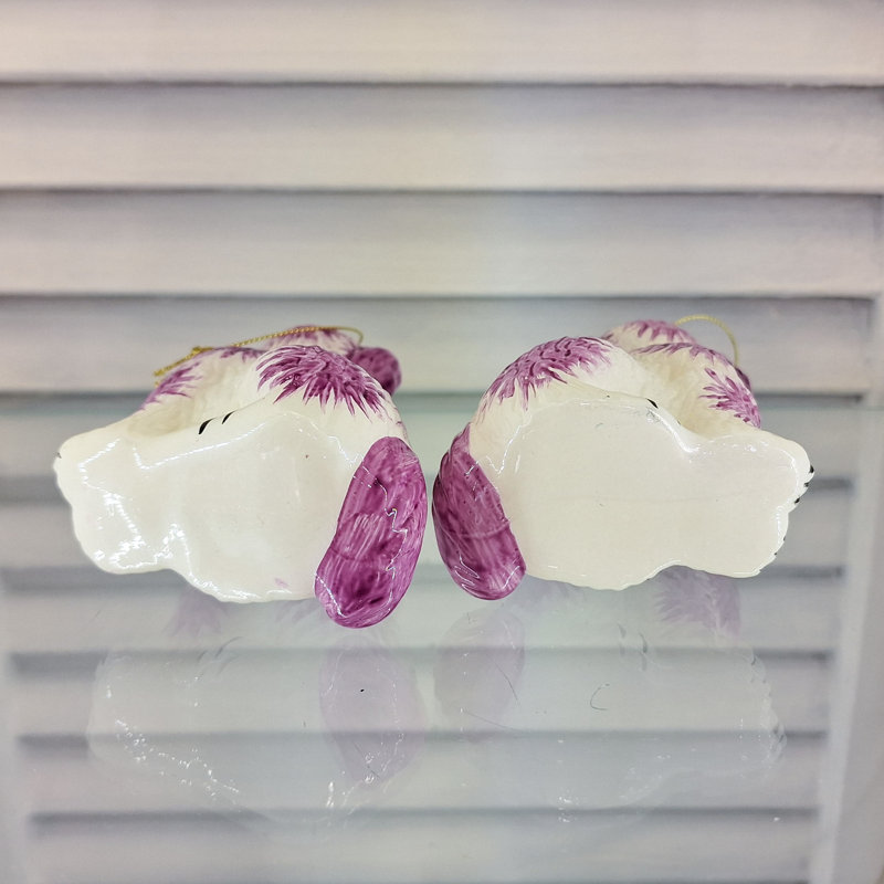 Pair of Pink Staffordshire Dogs Glass Ornament, Pink