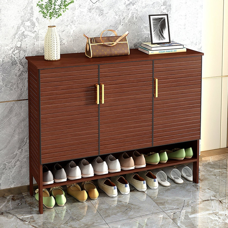 Rangement à chaussures en aluminium noyer