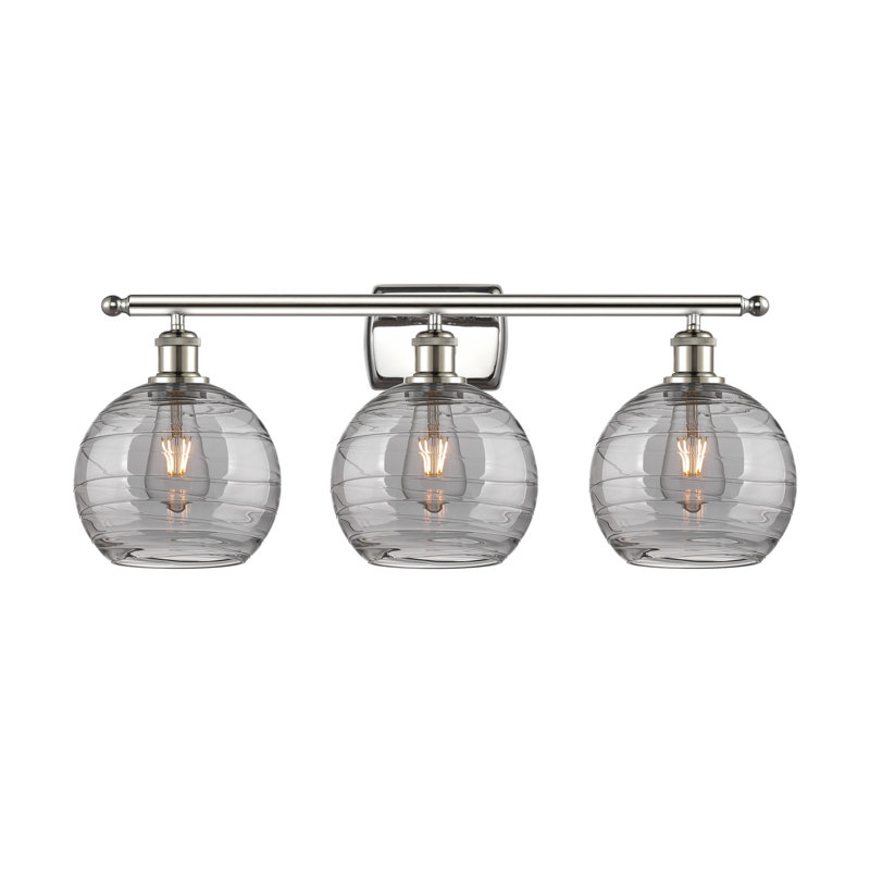 Éclairage de salle de bain à intensité variable 3 lumières Halvorson, Nickel poli, Ampoule non incluse, Noir