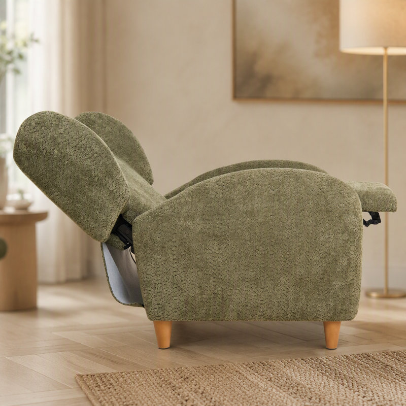 Chaise nordique, chaise multifonctionnelle en tissu chenille, canapé décoratif, dossier incurvé, salle d'étude de salon, vert olive
