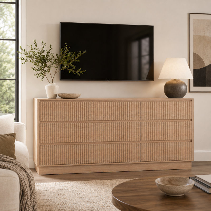 Commode de rangement en bois avec tiroirs 9 pièces