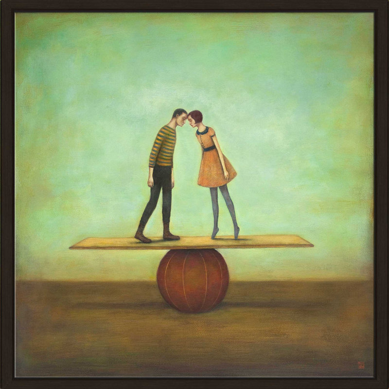 «Trouver l'équilibre» par Duy Huynh - Peinture, Cadre flottant espresso, H 39,5 po x l 39,5 po x P 2 po