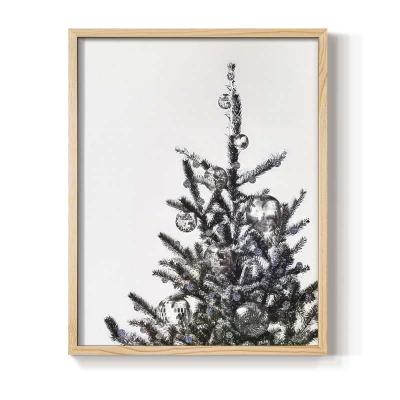 Disco Christmas Tree I, reproduction encadrée - bois massif, H 30 po x l 24 po, Naturel