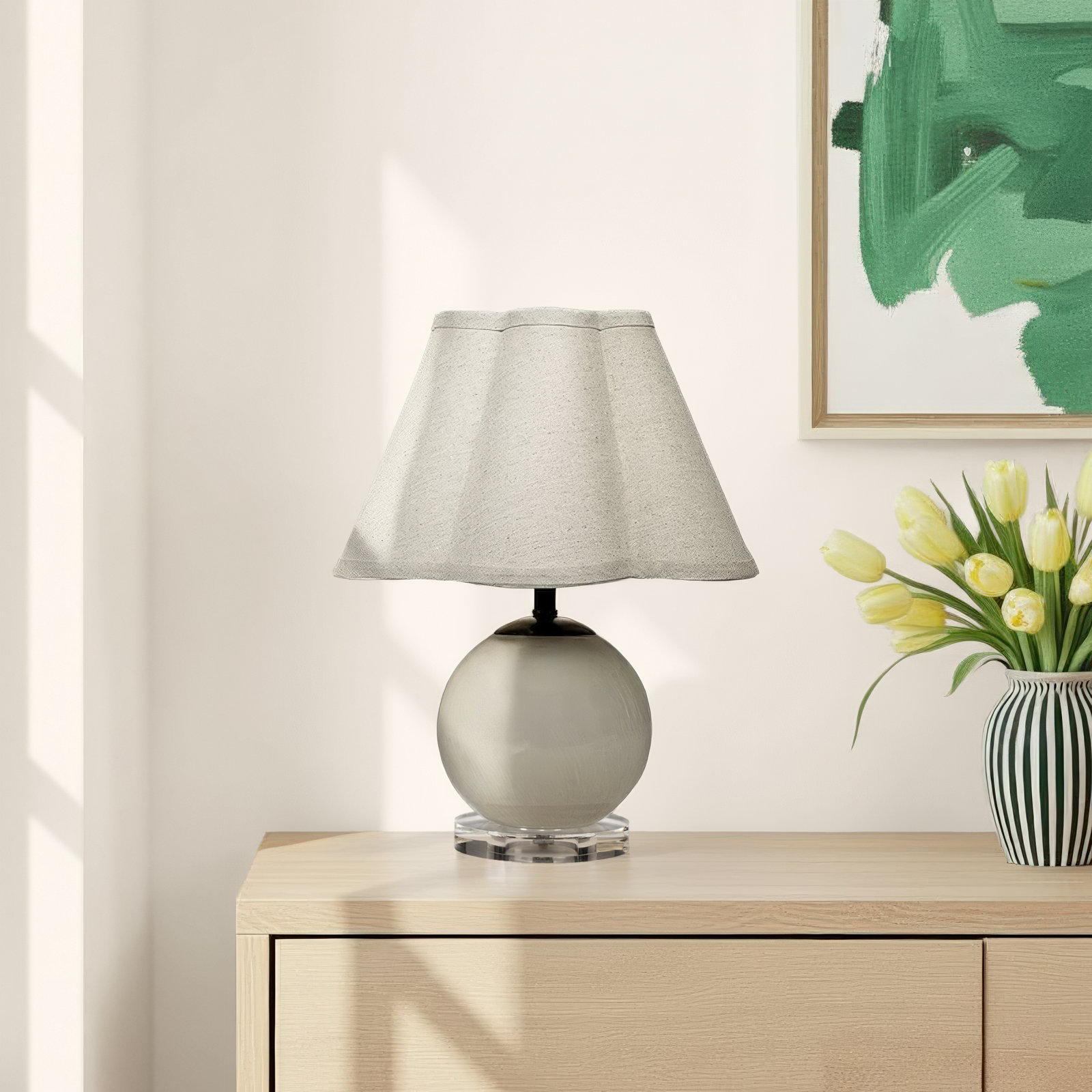 Connor Glass Table Lamp, Taupe
