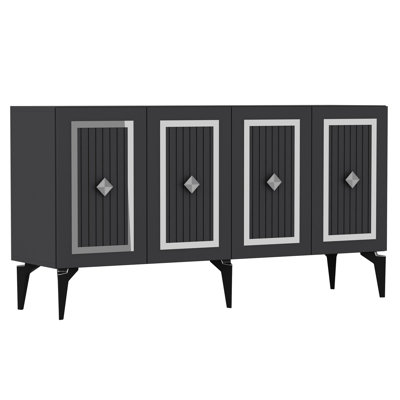 Stylish Console Table, Anthracite & Silver, 100% Melamine Coated Particle Board, Thickness: 0.7 inches | Durable Design with 19.0-inch Leg Height, Perfect for Entryways & Living Rooms