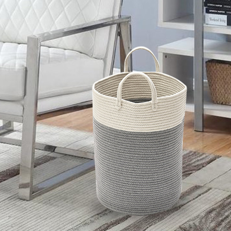 Fabric Laundry Hamper with Handles, Grey, 59" H x 50" W x 50" D