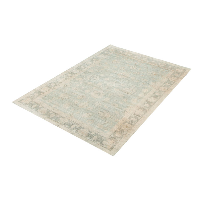 Tapis unique en son genre, nouÃ© Ã  la main, couleur bleu sarcelle, 1,65 m x 2,31 m