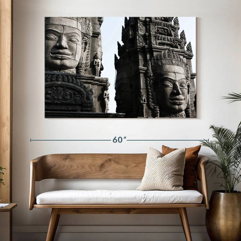 Ravi Angkor Stone Head Statues, 34" H x 51" W