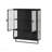 23.62"Glass Doors Modern Two-Door Wall Cabinet With Featuring Two-Tier Enclosed Storage, An Open Shelf, And Towel Rack, For Entryway Living Room Bathroom Dining Room,Black-876234061
