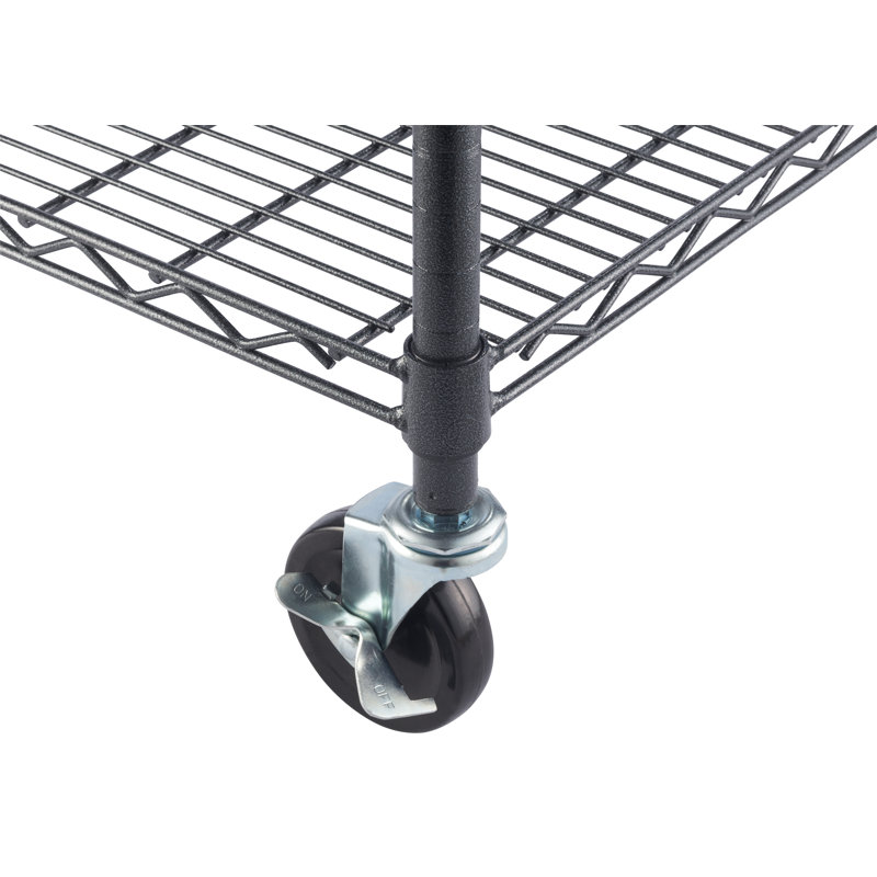 Étagère en fil d'acier NSF à 6 niveaux TRINITY anthracite noir avec roues (l 48 po x P 18 po)