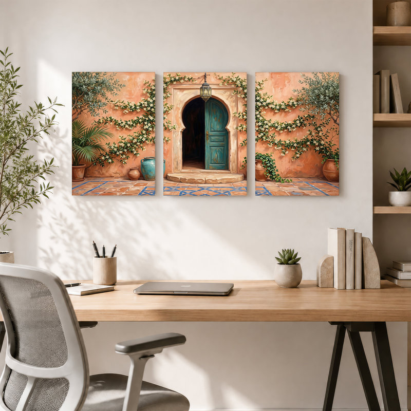 «White Jasmine Vines on Terracotta», ensemble de 3 toiles murales, 24"H x 16"W x 3pcs