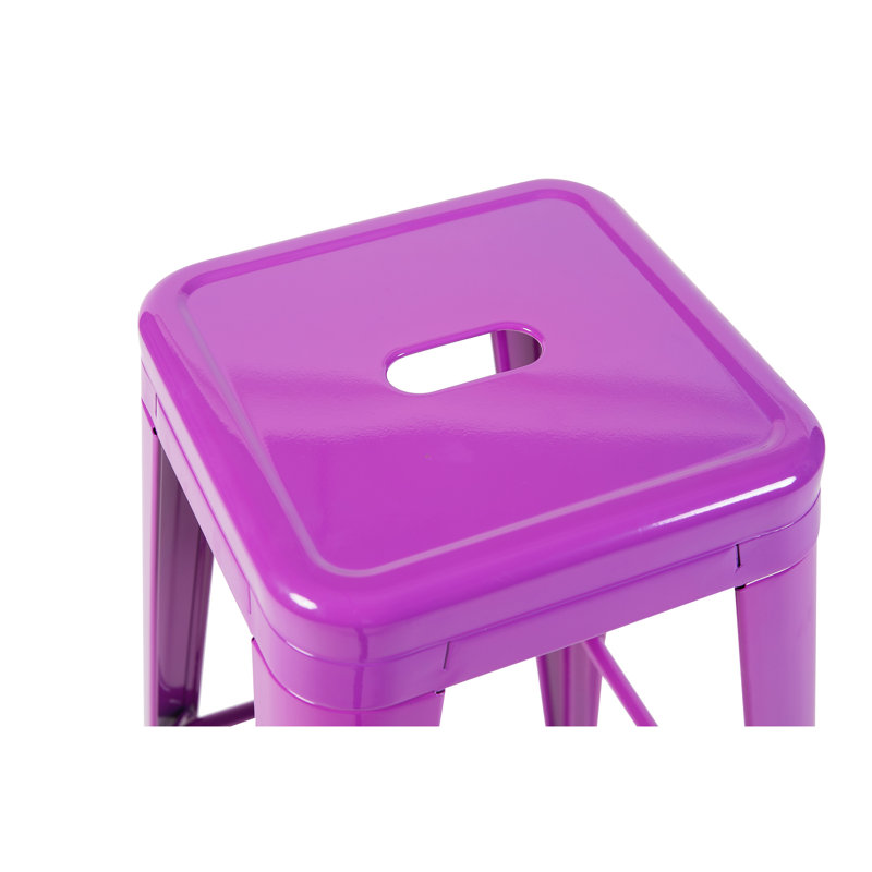 Tabourets de bar en métal mauve sans dossier de 2, hauteur de comptoir de 30 pouces, rouille, structure, pour tabourets de hauteur de salle à manger, assemblage, espace, grand