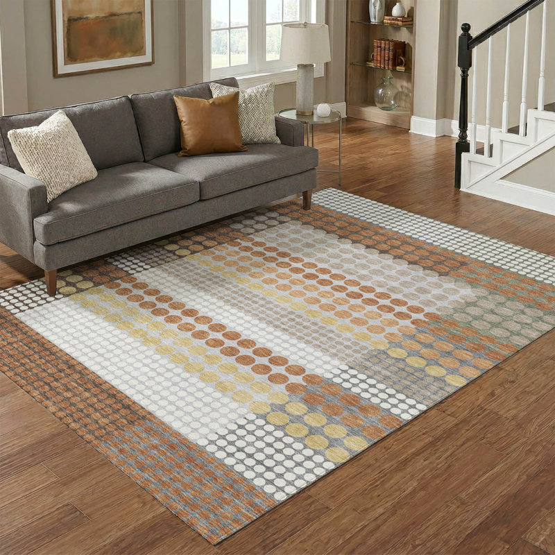 Tapis géométrique lavable à la machine de qualité supérieure Mayfield AMF2445, Paprika, 9 pi x 12 pi