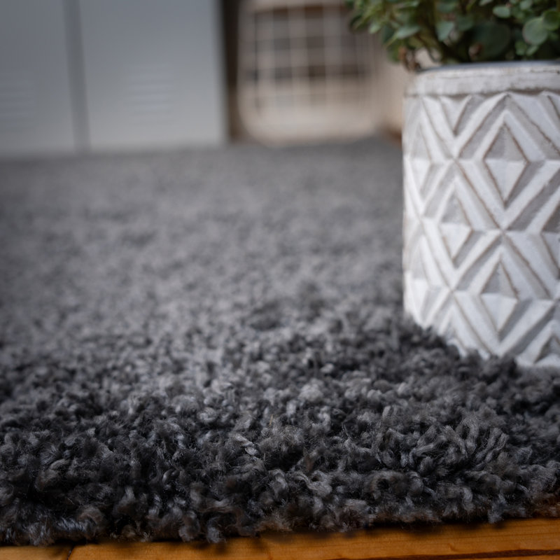 Twist Solid Colour Area Rug, Anthracite, Rectangular 160 x 230cm
