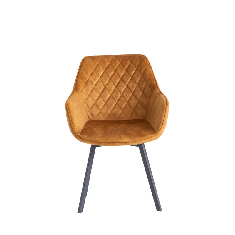 45cm H Velvet Upholstered Side Chair, Antique Gold