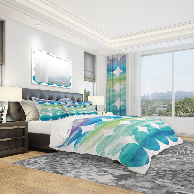 Ensemble de housse de couette Circle Abstract Blue Colorfields I - Abstract, Housse de couette double / grand et 2 taies