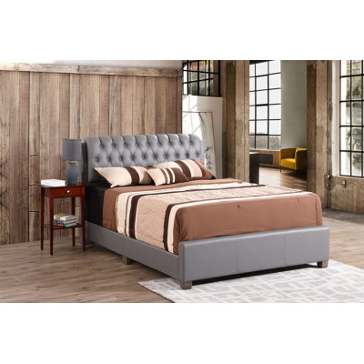 Stylish Full Bed In Light Grey Finish