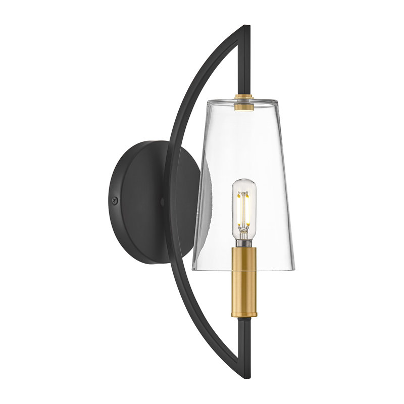 Vista 1-Light Wall Sconce in Matte Black and Warm Brass