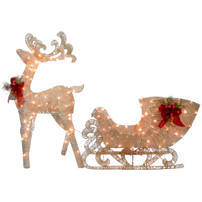 The Holiday Aisle® Lighted Reindeer and Sleigh