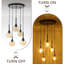 Luminaire suspendu grappe 5 lumières avec verre ambré martelé-124527528