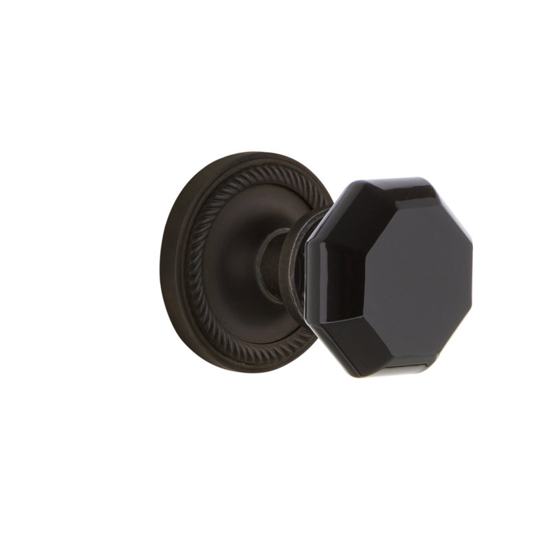 Rosette en corde avec bouton de porte Waldorf noir, 2 3/8 po, Bronze frotté à l'huile