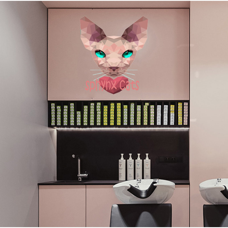 Décalcomanie murale chat Sphinx, H 22 po x l 33 po