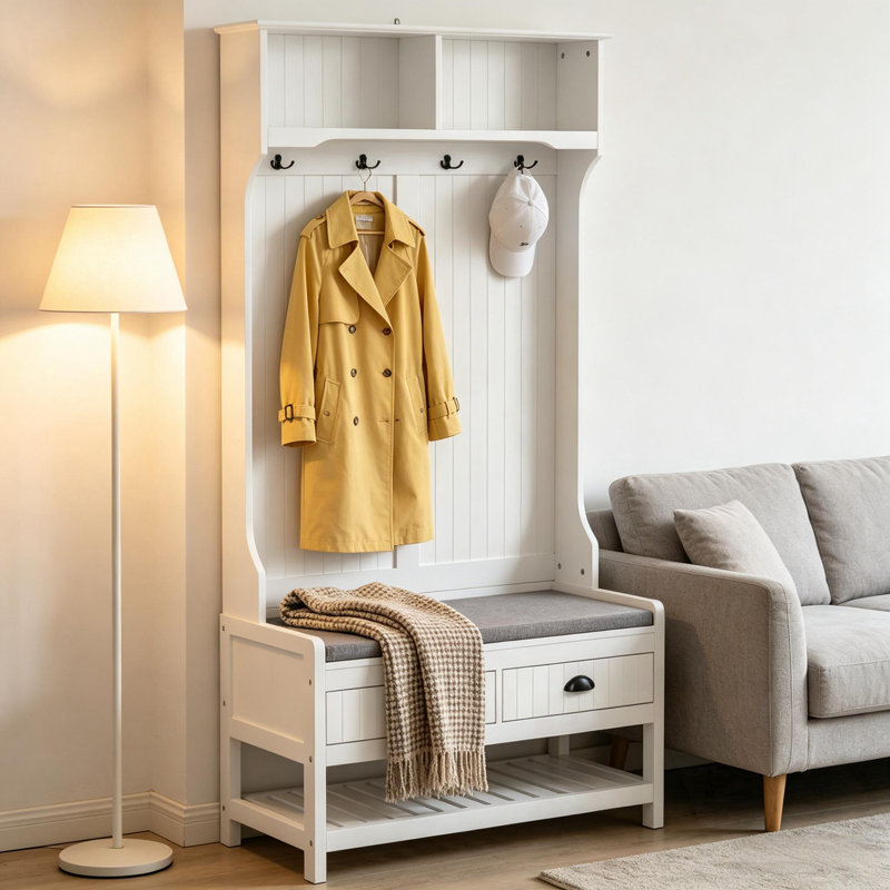 Multifunctional Design Hall Tree with drawer and hooks