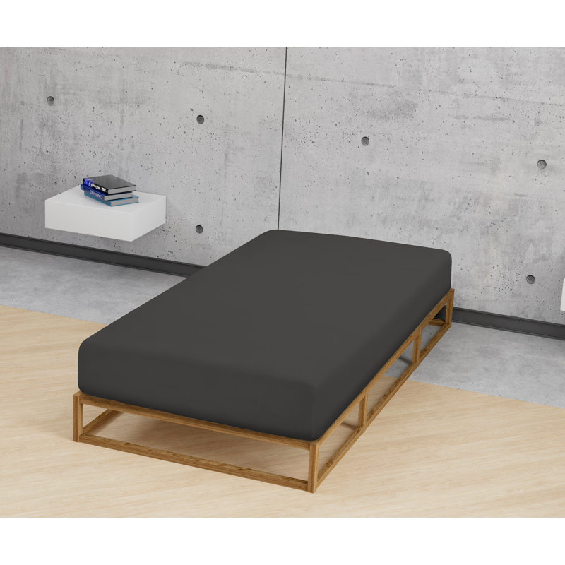 Fine Plain 165 Thread Count 100% Cotton Fitted Sheet, European Single (90 x 200 cm), Titanium