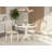 3 Piece Kitchen Table Set for Small Spaces Contains a Round Dining Table with Dropleaf and 2 Cream Linen Fabric Padded Chairs, Linen White-109565873-109565872-109565876