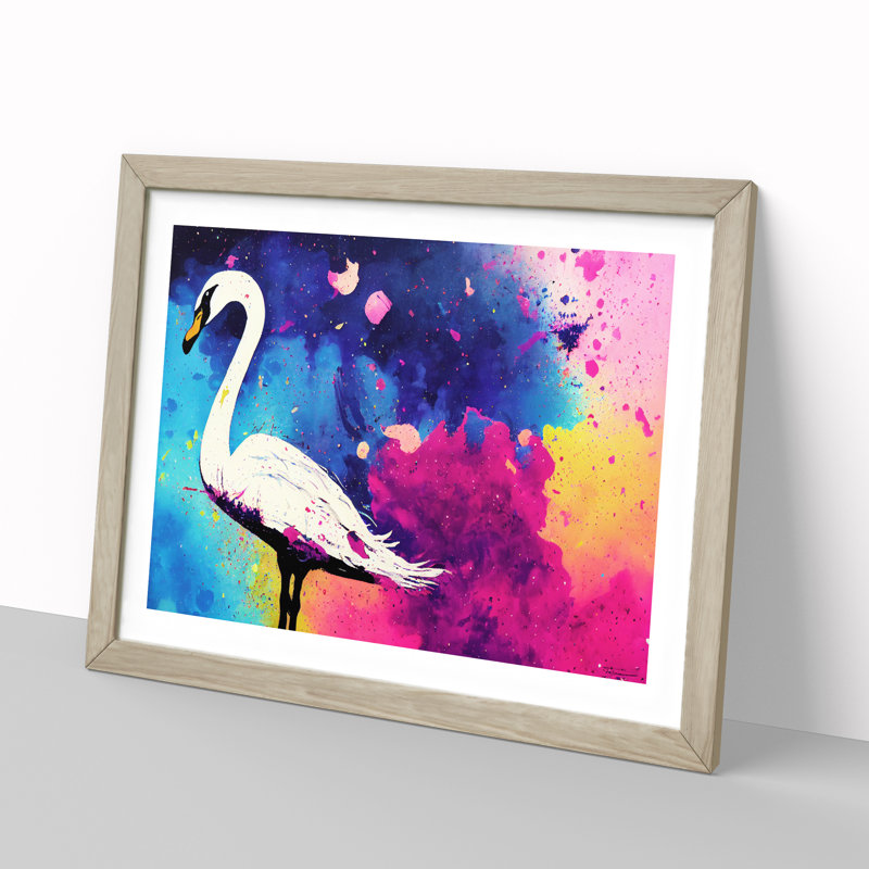 Swan Splash Vol.1 Abstract 1 Piece Single Picture Frame Wall Art, 25cm H x 34cm W x 2cm D, Oak Framed