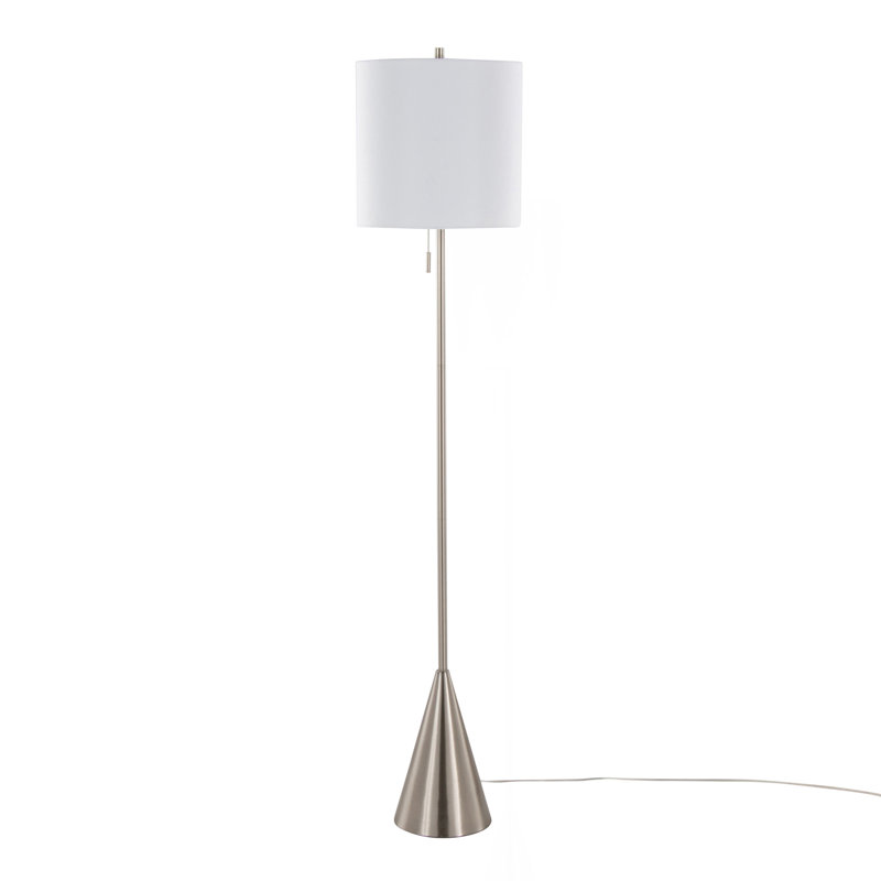 Lampe sur pied contemporaine 64 po en nickel brossé avec abat-jour en lin blanc 64 po