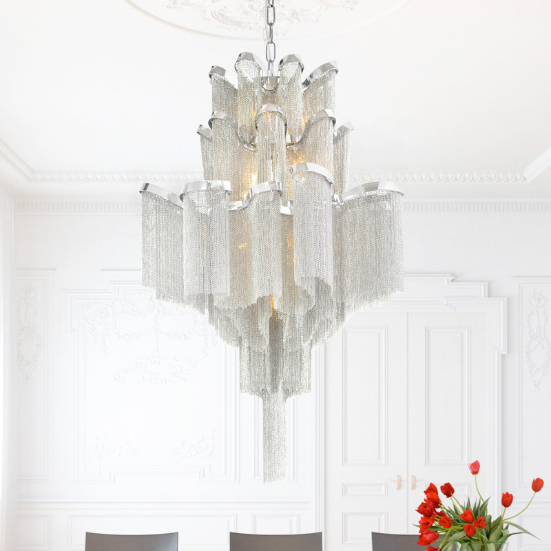 24" Chrome Chandelier, 17-Light for Entryway with G9 Bulb Base – LED Compatible, BACL Certified