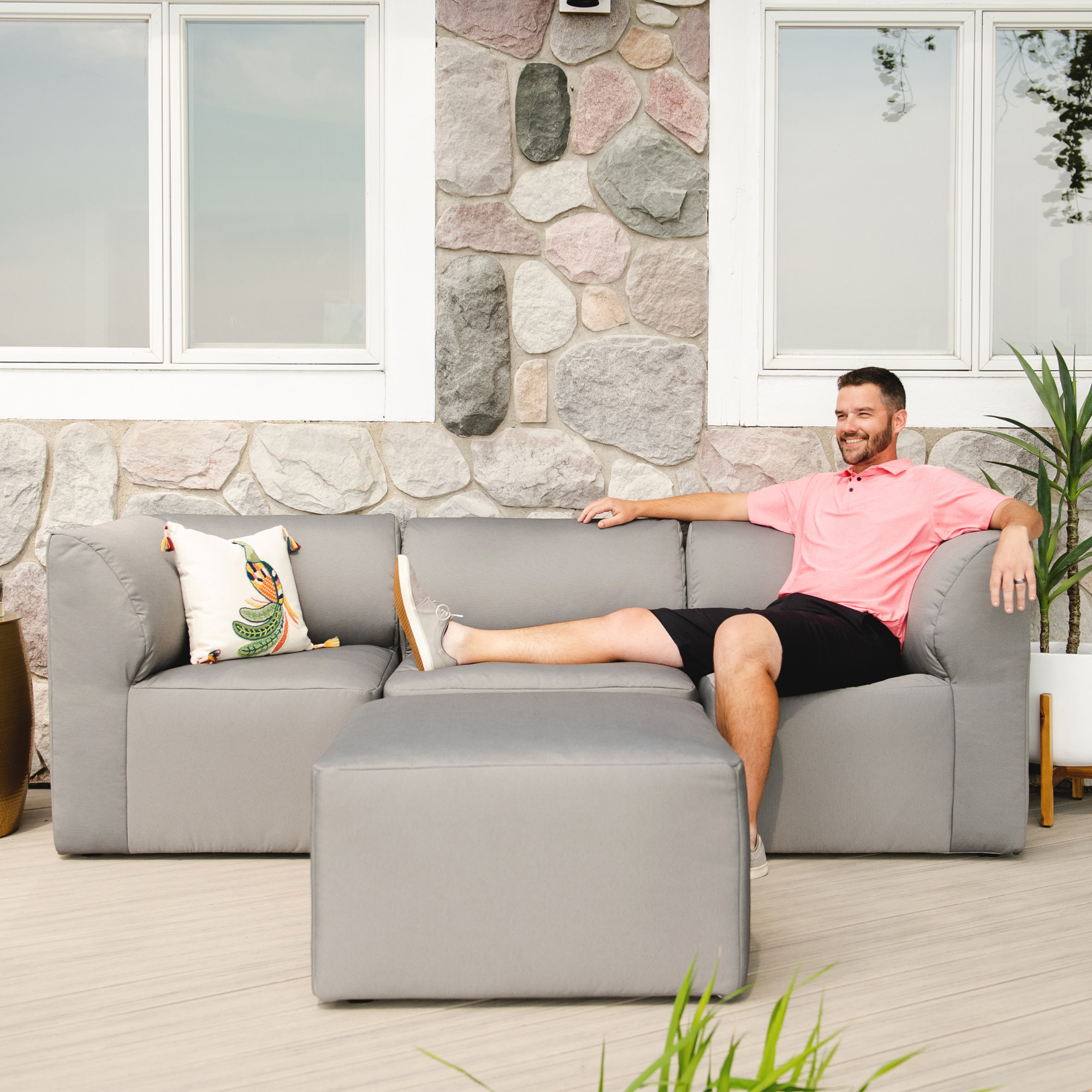 Big Joe Patio 4 Piece Outdoor Sectional, Granite