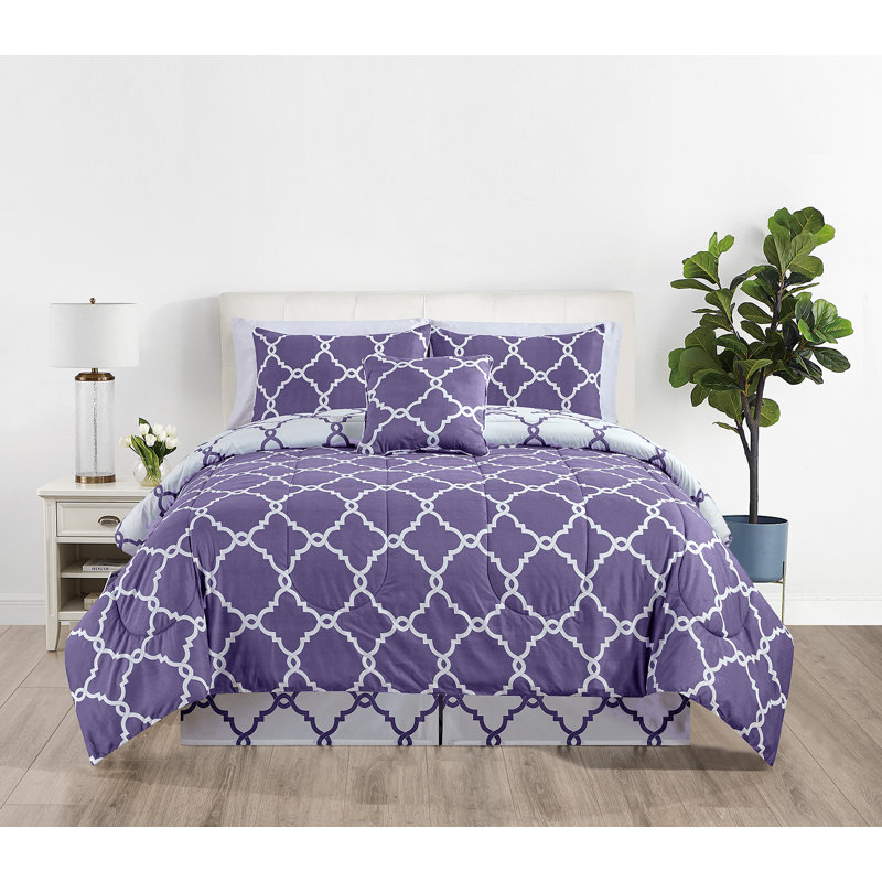 5 Piece Comforter set Reversible Down Alternative Comforter Duvet Insert, Queen Comforter + 2 Shams + 2 Throw Pillows