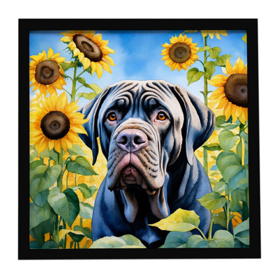 Neapolitan Mastiff in Sunflowers Framed Metal Print