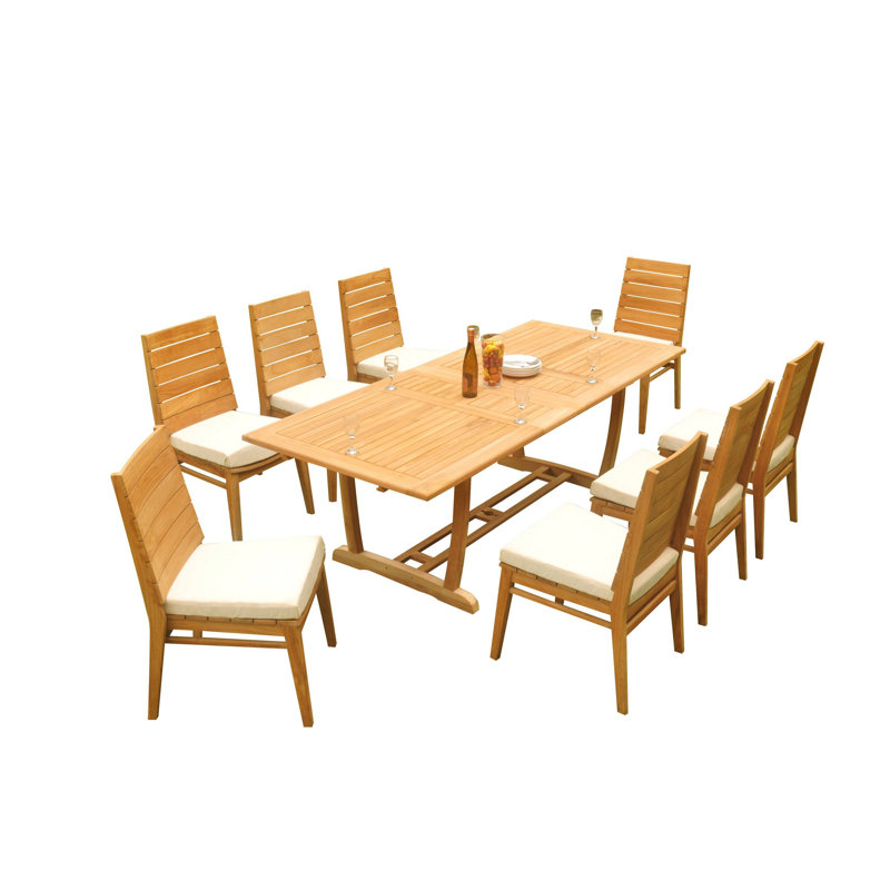 Outdoor 9 - Piece Teak Dining Set
